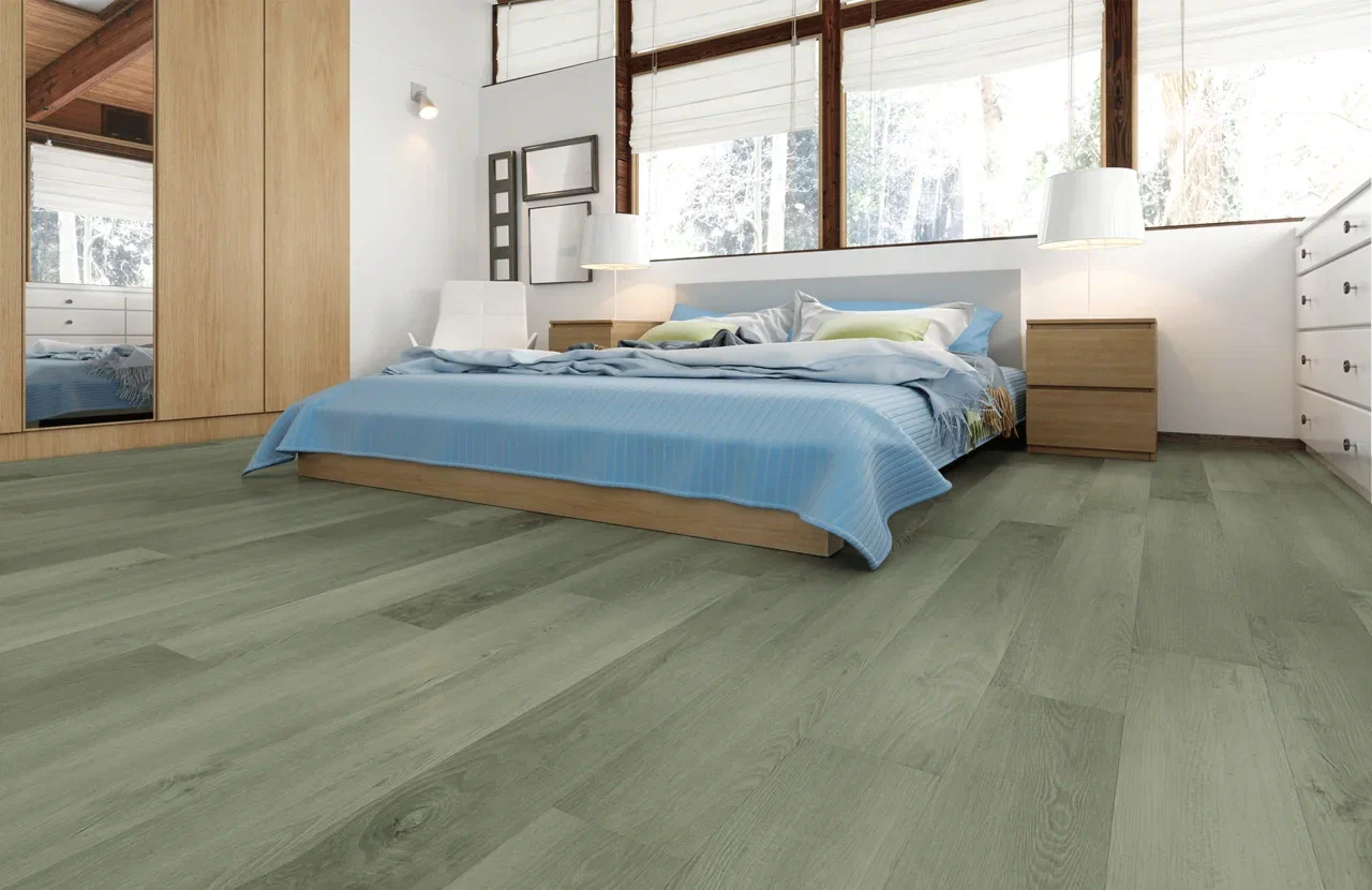 Кварцвиниловый SPC ламинат Home Expert Natural Дуб Лесной дождь 2179-09 1220×150×3,5 фото в интерьере